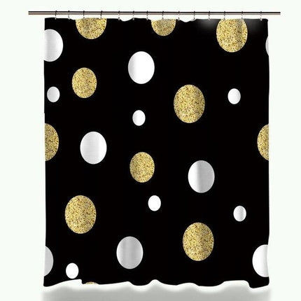 Tenda doccia nera a pois dorati glitter