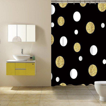 Tenda doccia nera a pois dorati glitter