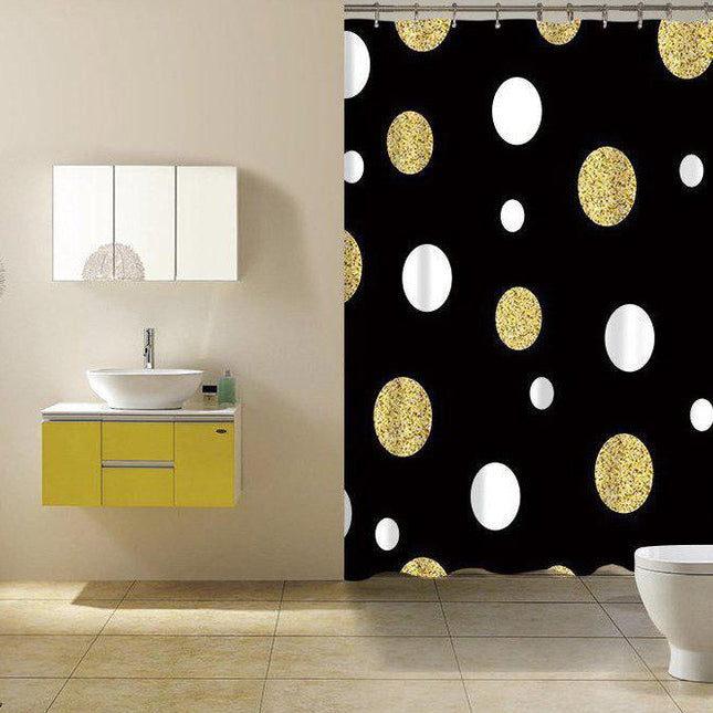 Tenda doccia nera a pois dorati glitter