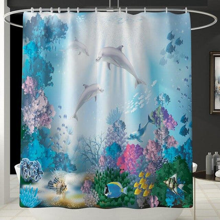 Tenda da doccia tema oceano con delfini