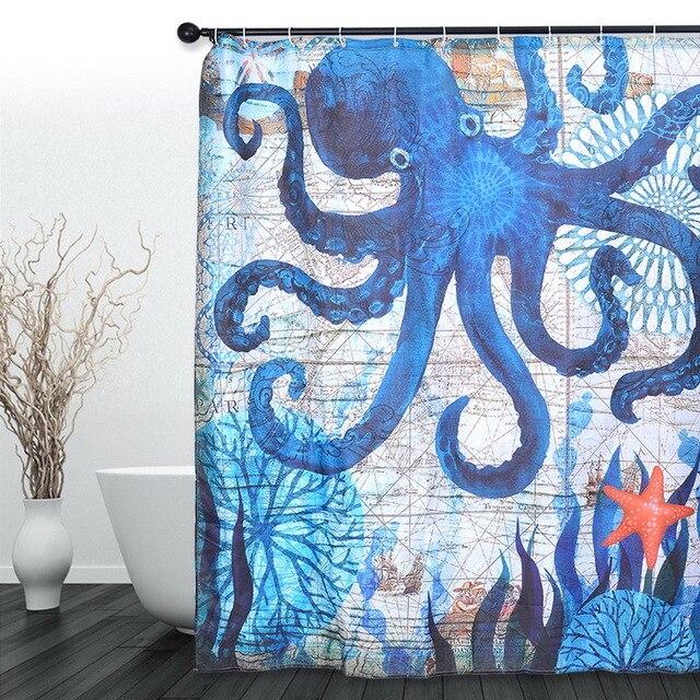 Tenda da doccia tema marino polpo