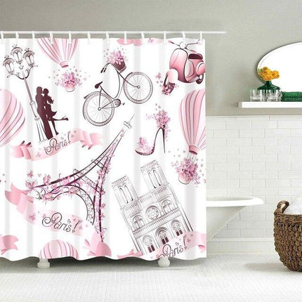 Tenda doccia design originale tema Parigi rosa