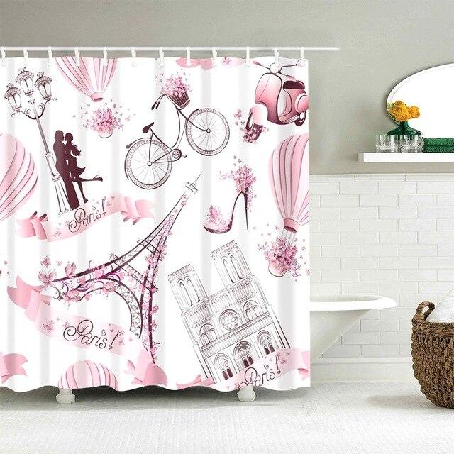 Tenda doccia design originale tema Parigi rosa