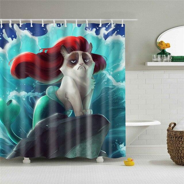 Tenda da doccia divertente gatto sirena