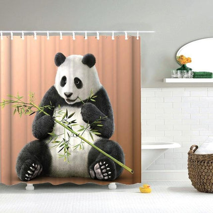 Tenda doccia divertente con panda e bambù