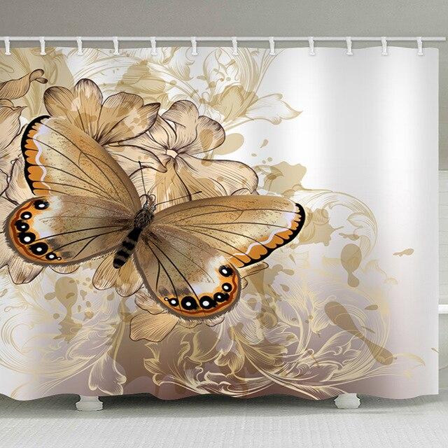 Tenda doccia elegante con stampa farfalle