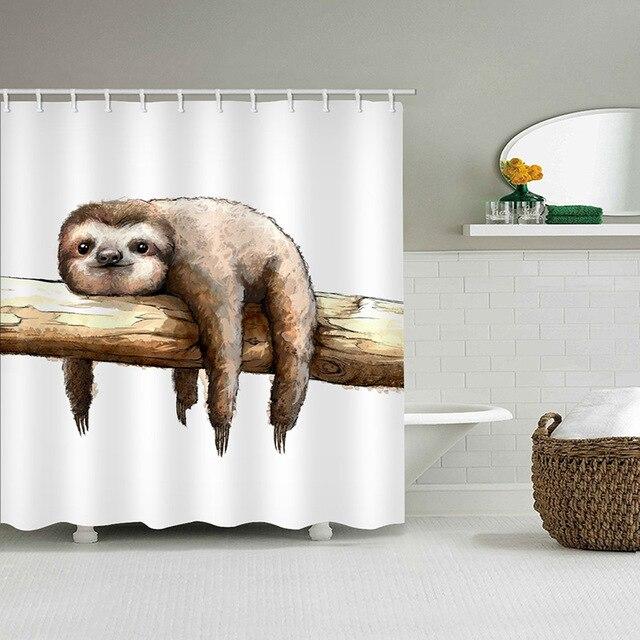 Tenda da doccia con disegno bradipo