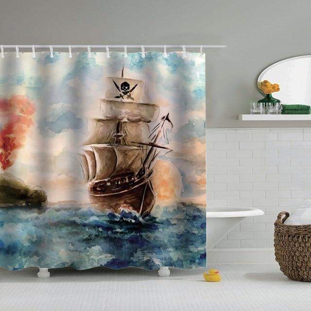 Tenda Doccia Nave Pirati Acquerello