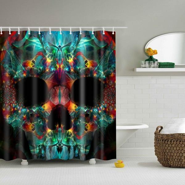 Tenda doccia stile punk teschio astratto