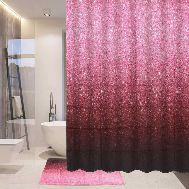 Tenda doccia glitterata rosa cipria sfumata