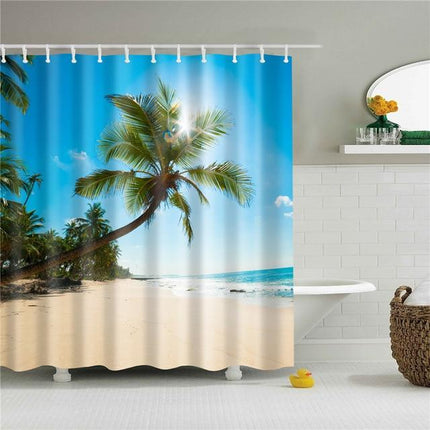 Tenda da doccia stile mare con spiaggia