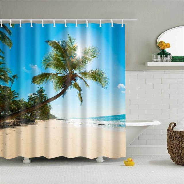Tenda da doccia stile mare con spiaggia