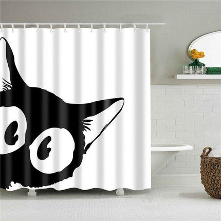 Tenda doccia divertente con gatto nero