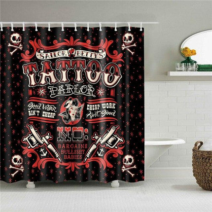 Tenda da doccia stile tattoo vintage