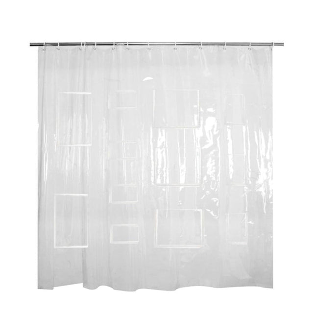 Tenda da doccia trasparente con tasche