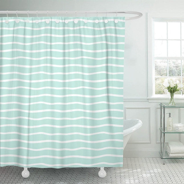 Tenda da doccia a righe verde menta